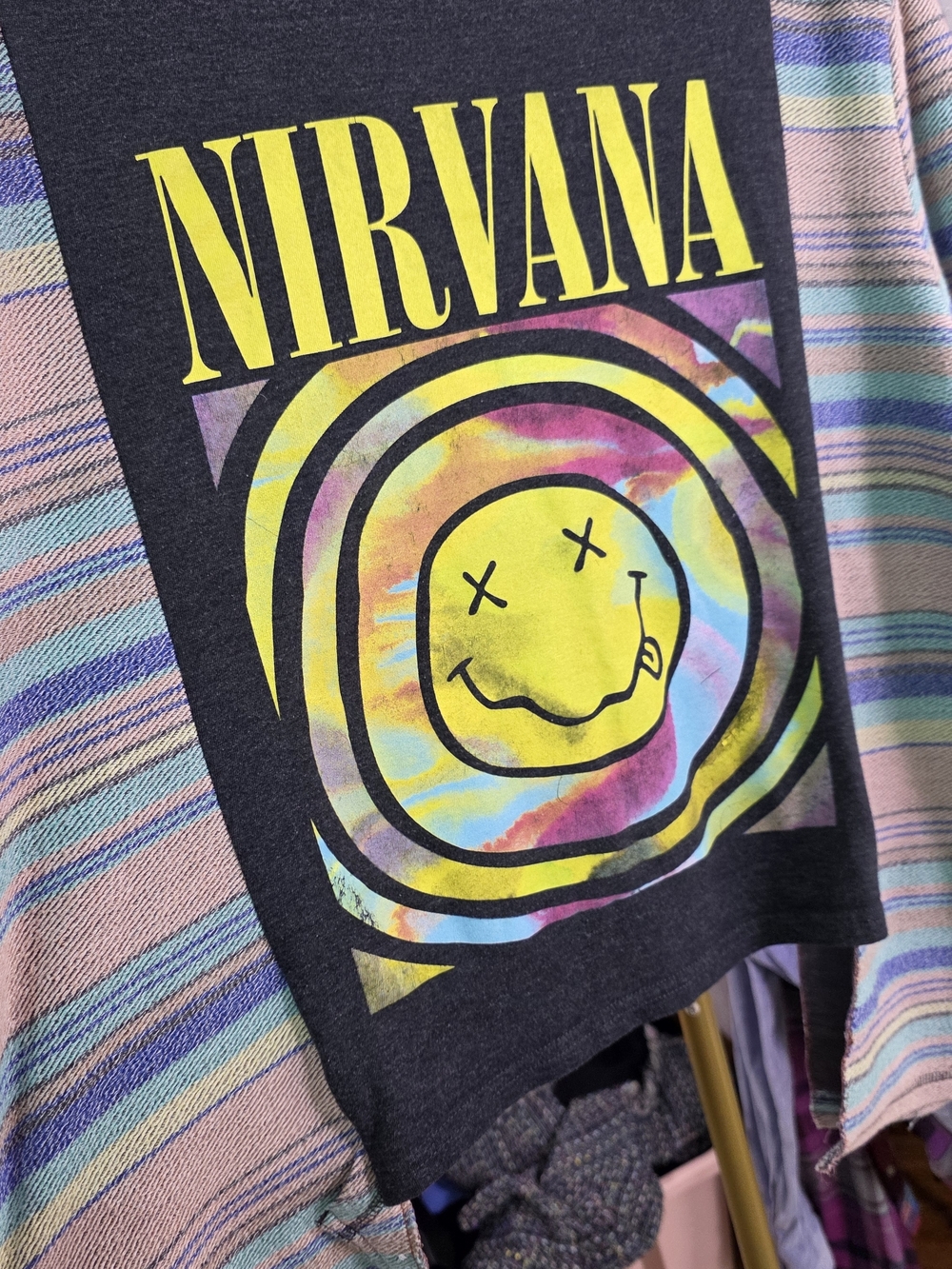 Nirvana Graphic Band Tee Upcycled Boho Grunge One of a Kind Top OS - Picture 2 of 7